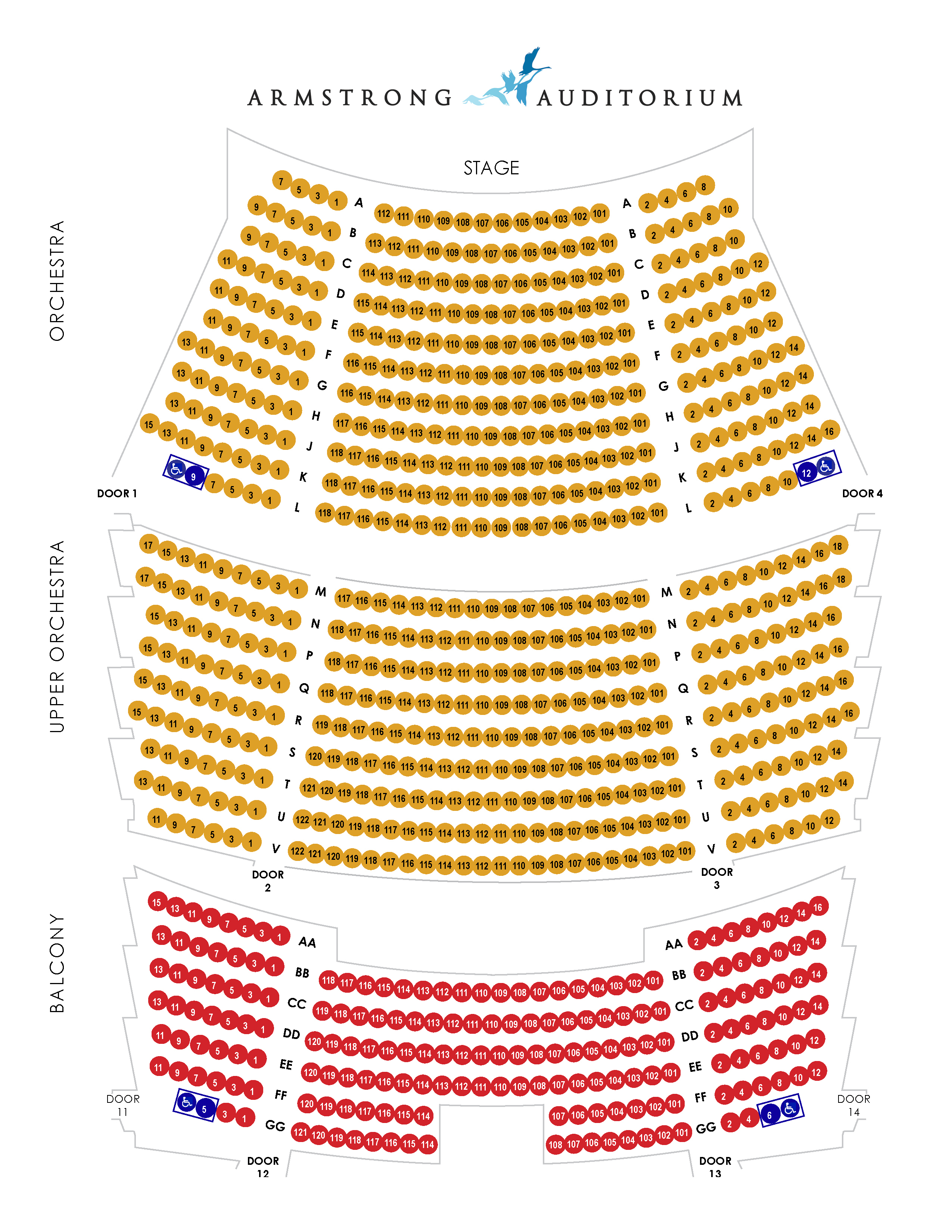 Armstrong Auditorium Seat Map